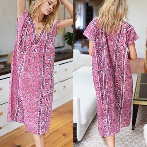 Emerson Fry India Collection Pink Rose Lurex Francina Caftan - One Size